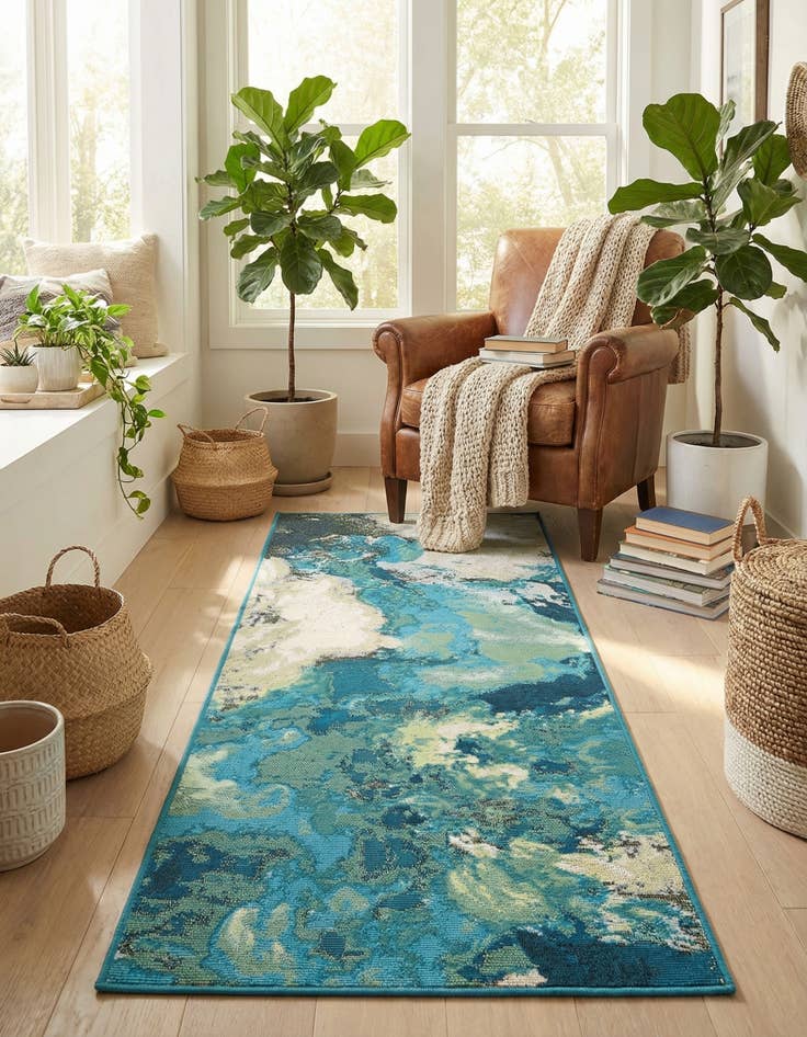 Detail image of 2' x 5' 1  Washable Modern Indoor / Outdoor Runner Rug