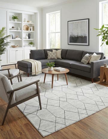 White Lattice Trellis Rug