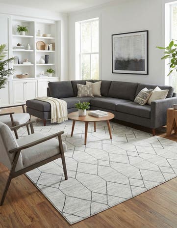 White Lattice Trellis Rug