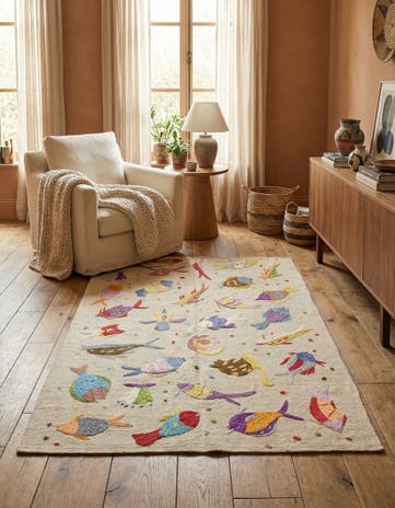 4' x 5' 6 Hand Woven Kilim Suzani Wool Rug