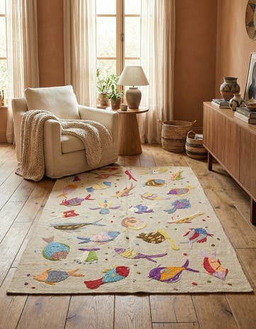 4' x 5' 6 Hand Woven Kilim Suzani Wool Rug