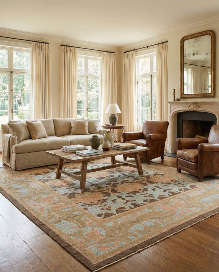 Detail image of 11' 10 x 14' 5 Hand Knotted Oushak Wool Rug