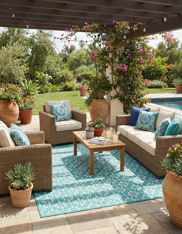 Detail image of  9' x 12'  Washable Lattice Indoor / Outdoor Rug