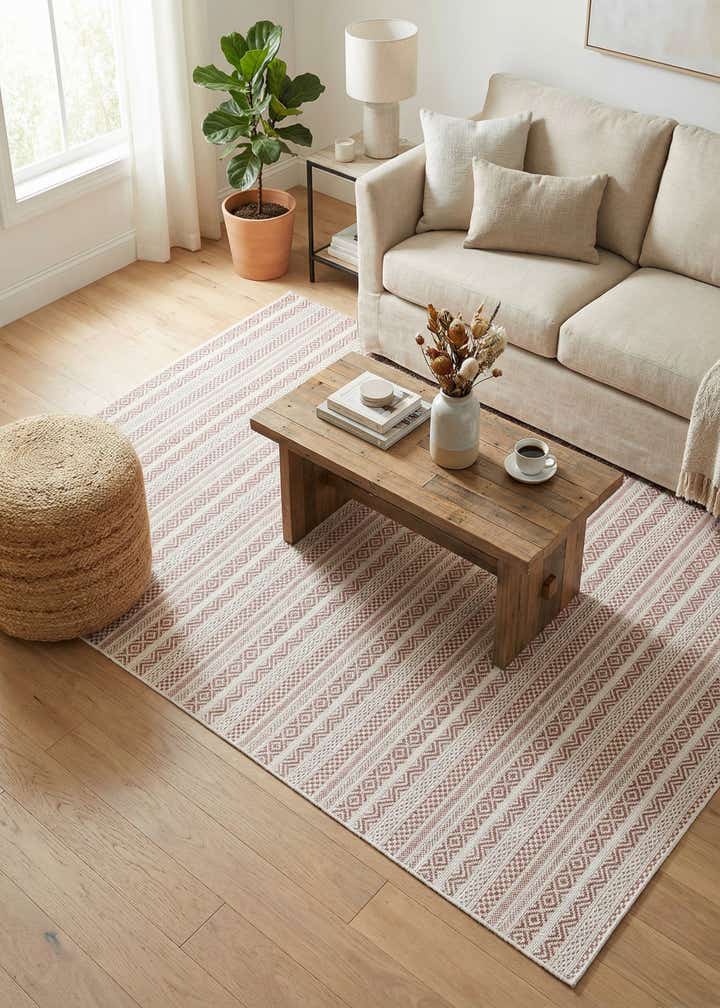 5' 3 x 8' Easy-Clean Striped Indoor / Outdoor Rug