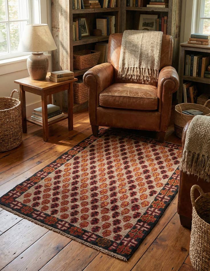 Detail image of  2' 10 x 4' 8  Hand Knotted Balouch Persian Wool Rug