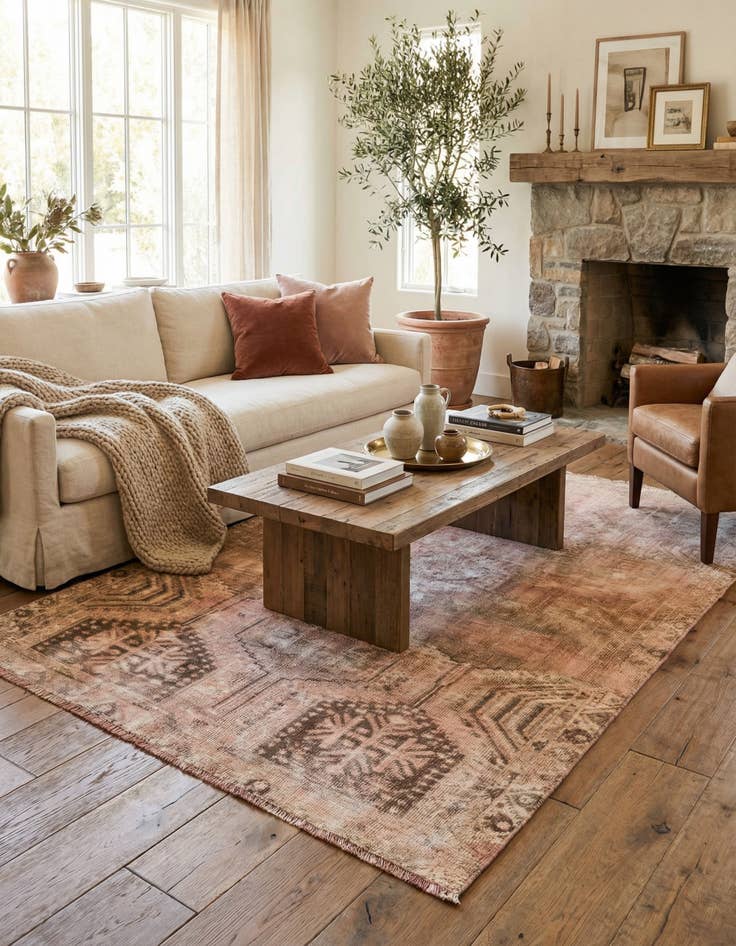 Detail image of 4' 7 x 6' 5  Hand Knotted Ultra Vintage Persian Wool Rug