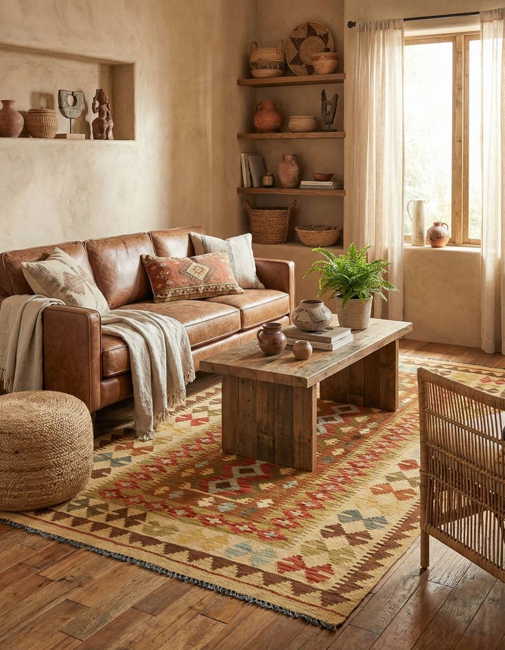 Detail image of 3' 6 x 6' 8  Hand Woven Kilim Maymana Wool Rug