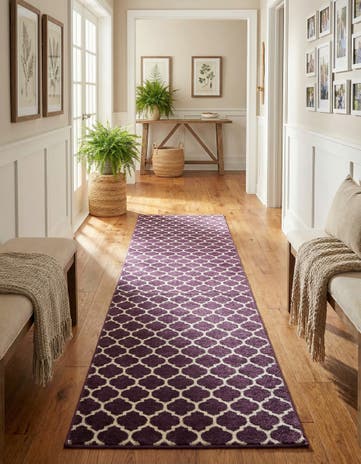 Purple Lattice Runner Rug