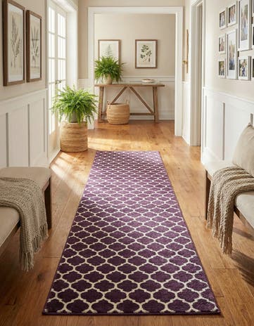 Purple Lattice Runner Rug