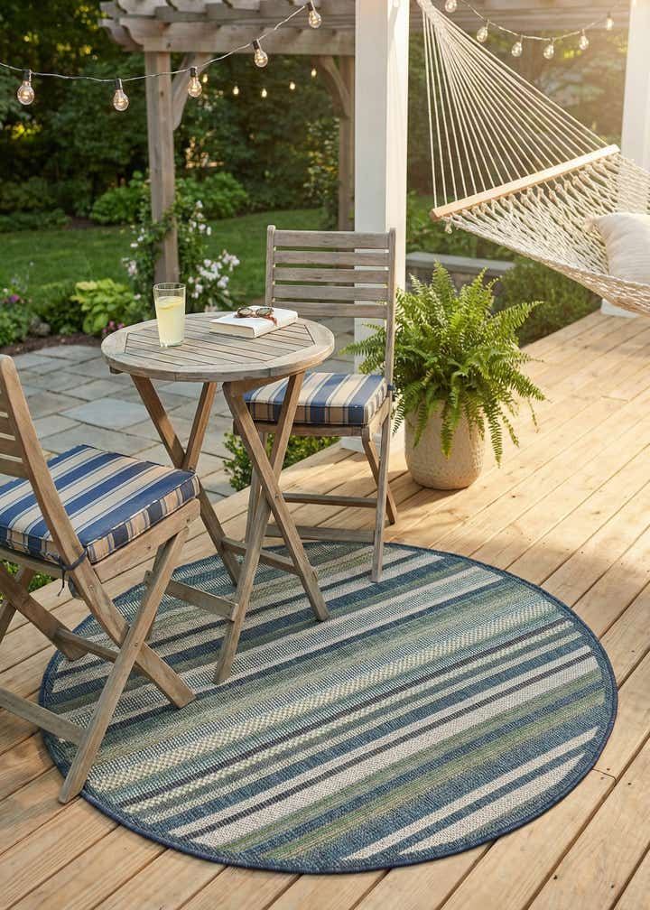 4' x 4' Easy-Clean Baja Indoor / Outdoor Round Rug