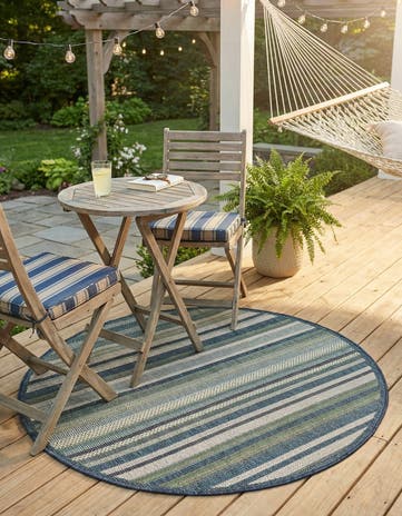 4' x 4' Easy-Clean Baja Indoor / Outdoor Round Rug