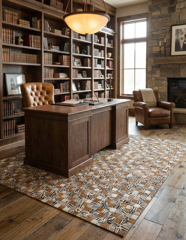 Detail image of 5' 1 x 8' Cowhide Leather Rug