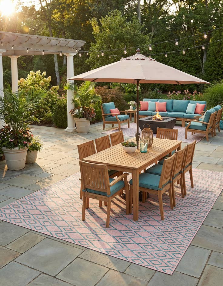 Detail image of 13' x 13'  Washable Jill Zarin Turks and Caicos Indoor / Outdoor Square Rug