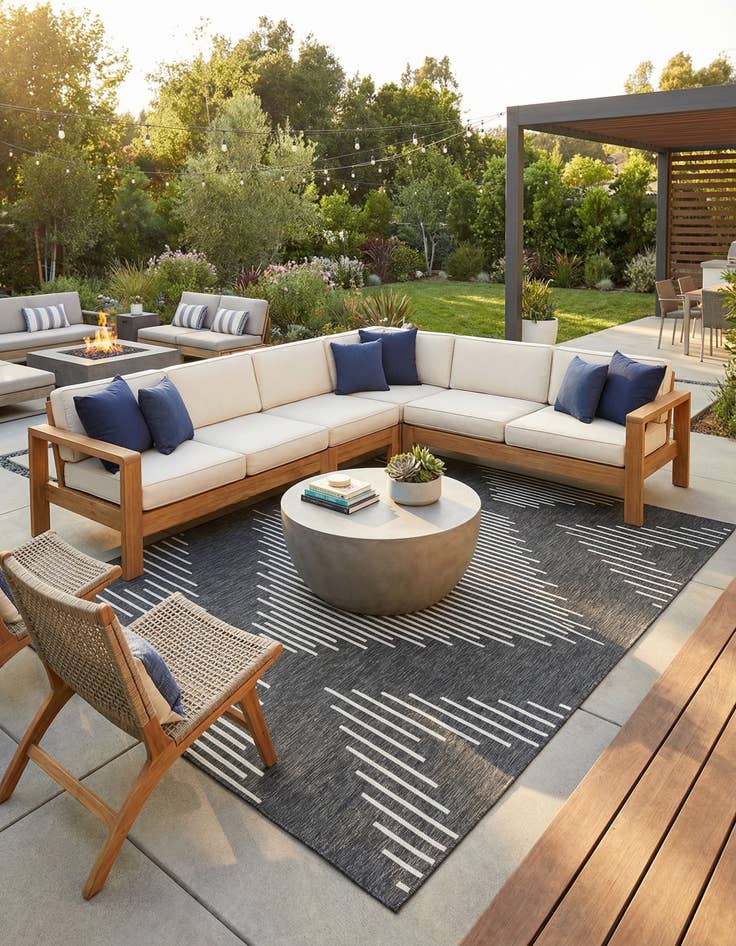 Detail image of 10' x 13' Easy-Clean Modern Indoor / Outdoor Rug