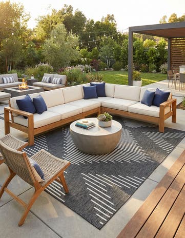 Charcoal Gray Easy-Clean Modern Indoor / Outdoor Rug