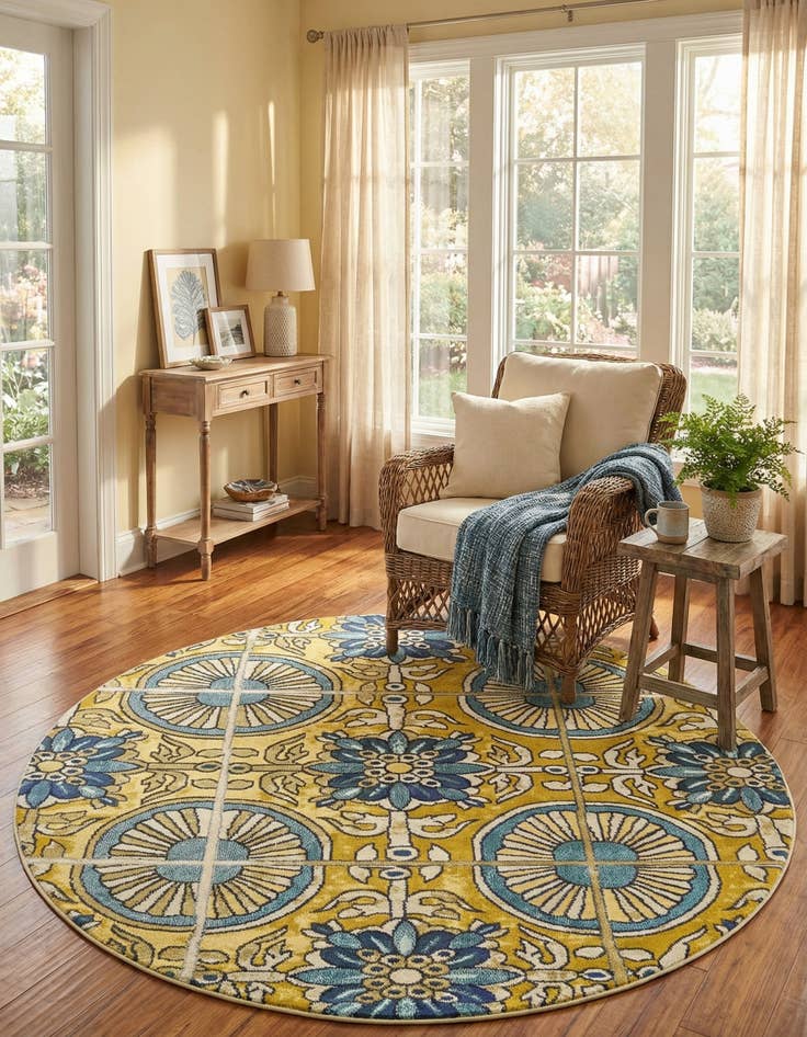 Detail image of  8' x 8'  Washable Hyacinth Round Rug