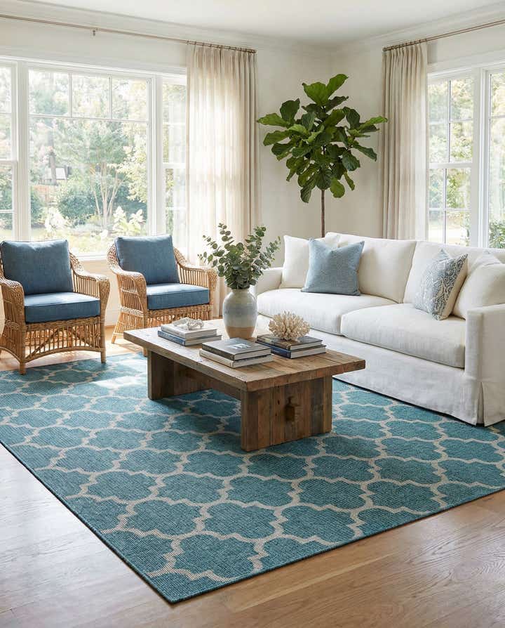10' x 13' Easy-Clean Lattice Indoor / Outdoor Rug