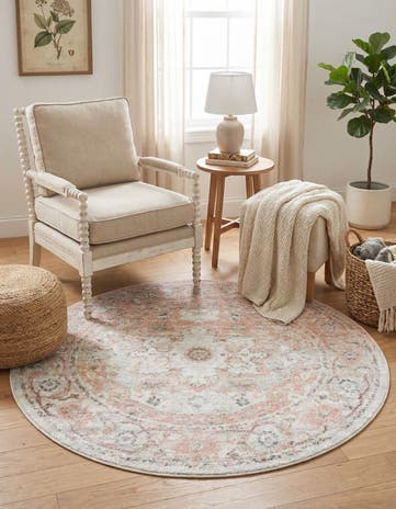 Rose Pink Madeline Vintage Round Rug