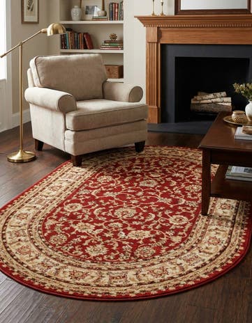 Red Aditi Oval Rug