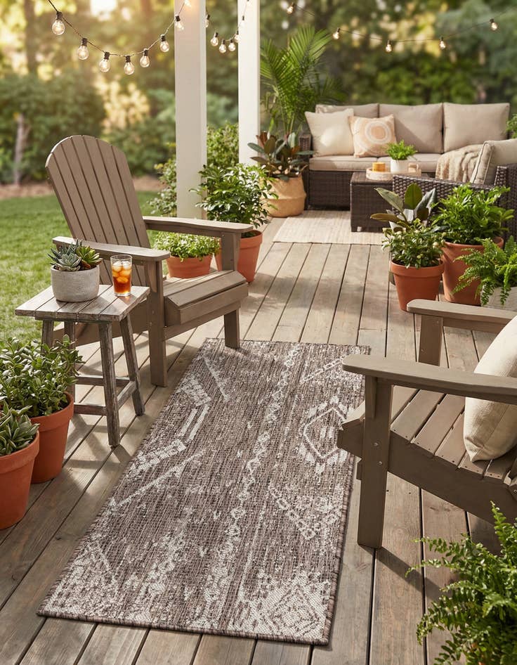 Detail image of  2' x 4'  Washable Bohemian Indoor / Outdoor Runner Rug