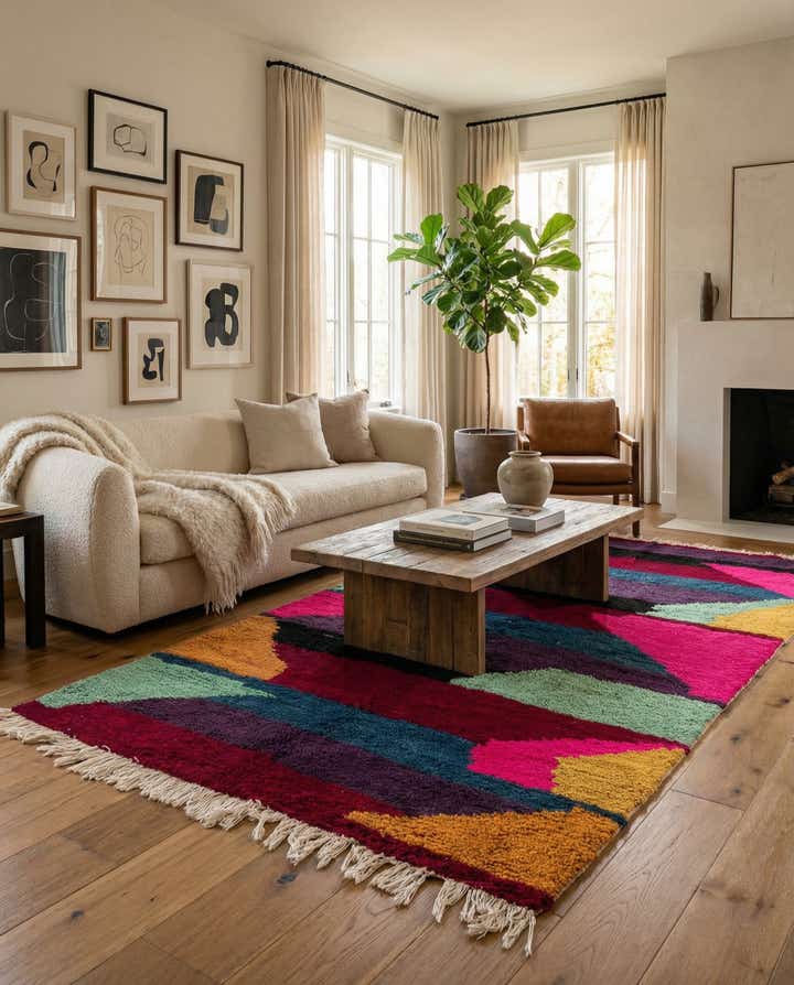 4' 9 x 8' Hand Knotted Moroccan Wool Rug