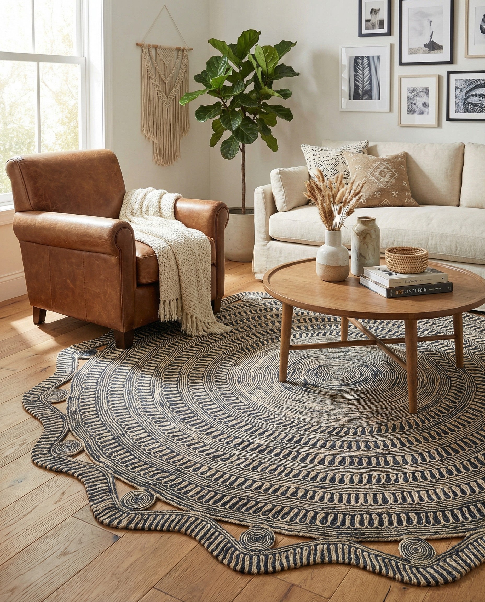  10' x 10'  Hand Braided Jute Round Rug