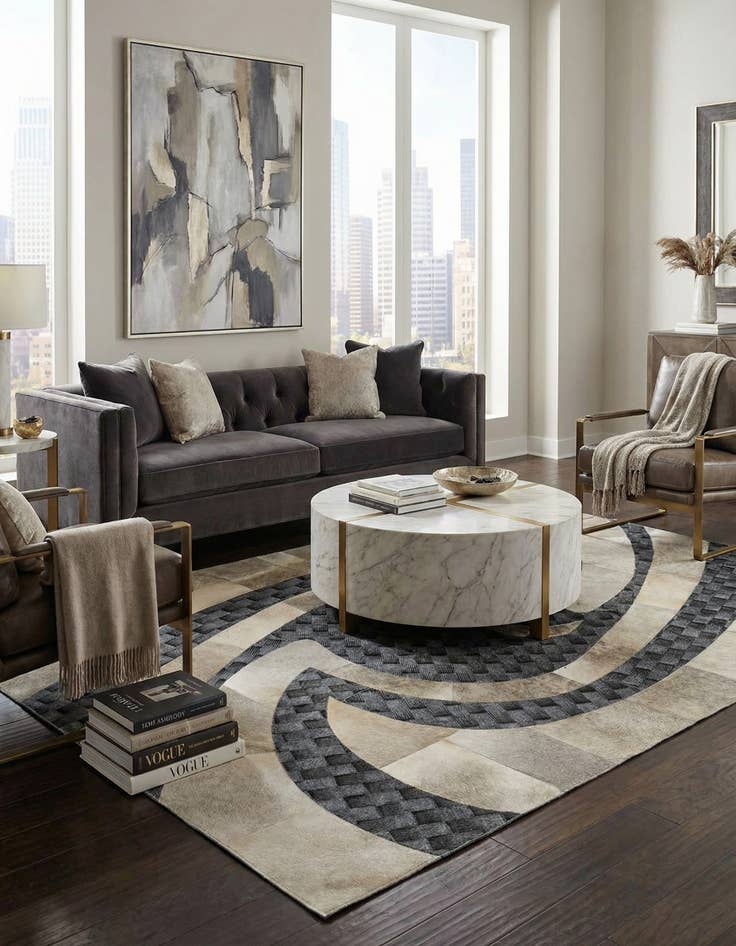 Detail image of  5' x 8' Cowhide - Patchwork Rug