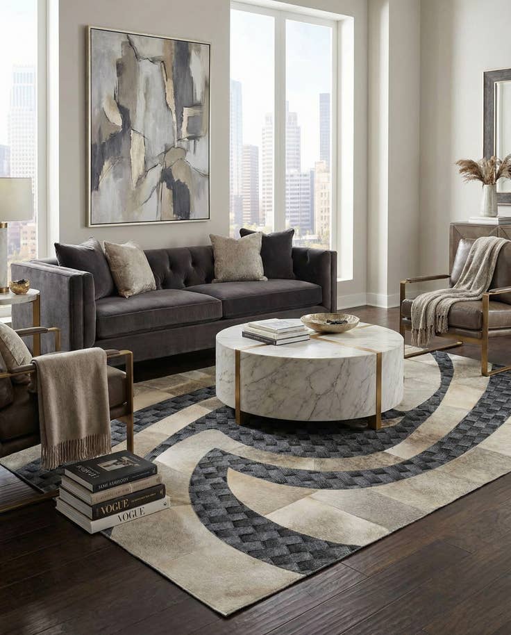 Detail image of 5' x 8' Cowhide - Patchwork Rug