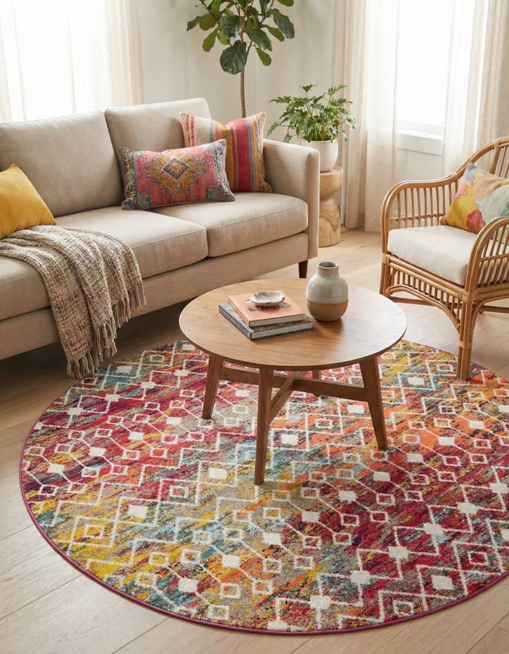 Detail image of 7' 10 x 7' 10 Moroccan Trellis Round Rug