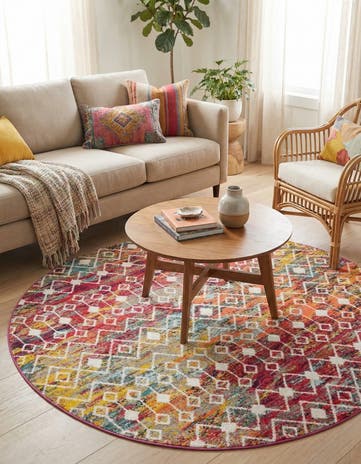 7' 10 x 7' 10 Moroccan Trellis Round Rug