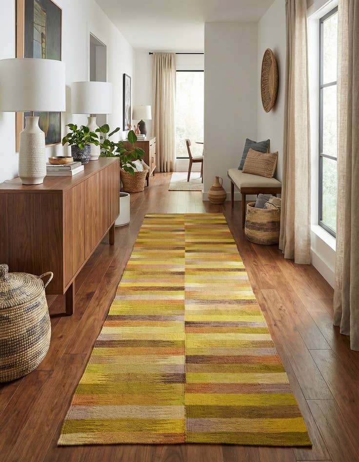 Detail image of 2' 6 x 9' 8  Hand Woven Kilim Modern Wool Runner Rug