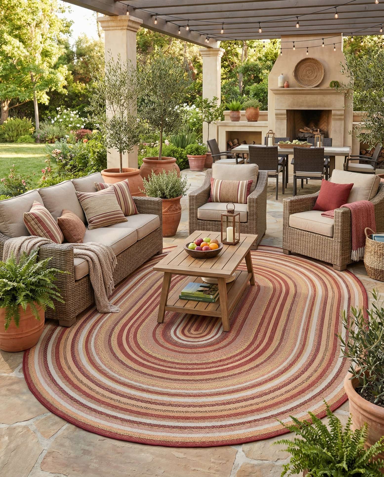 7' 10 x 10' Easy-Clean Baja Indoor / Outdoor Oval Rug
