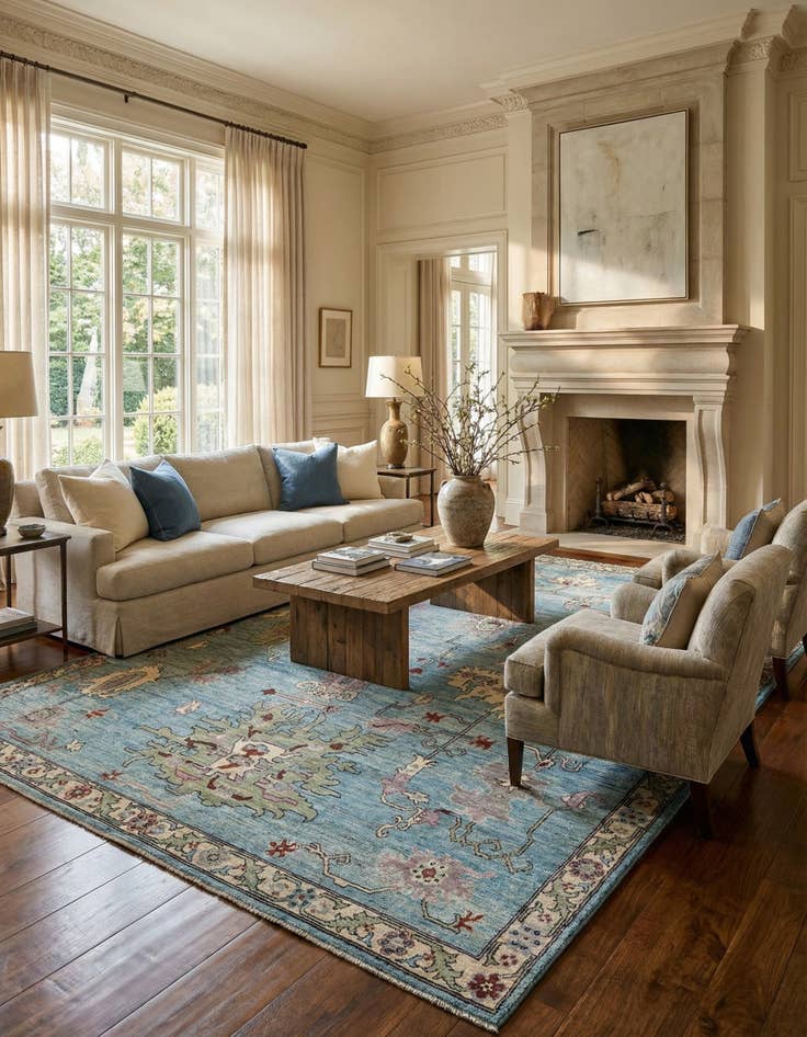 Detail image of 10' 3 x 13' 9  Hand Knotted Oushak Wool Rug