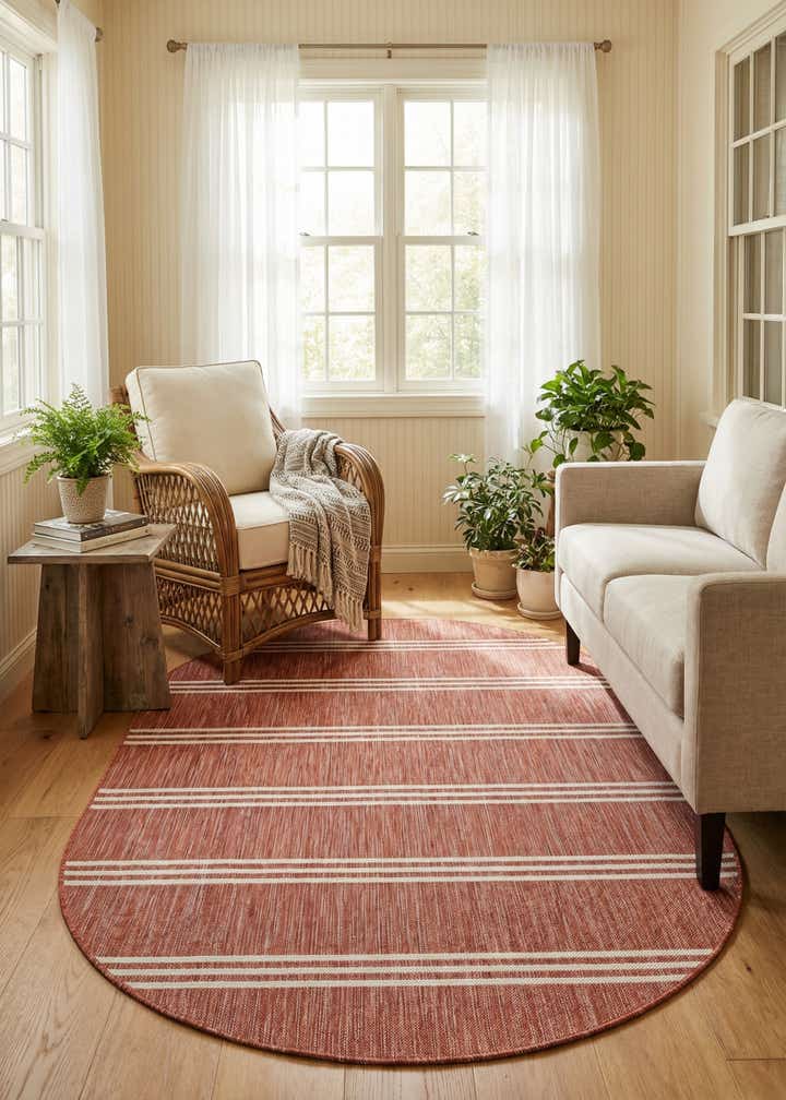 5' 3 x 8' Easy-Clean Jill Zarin Anguilla Indoor / Outdoor Oval Rug