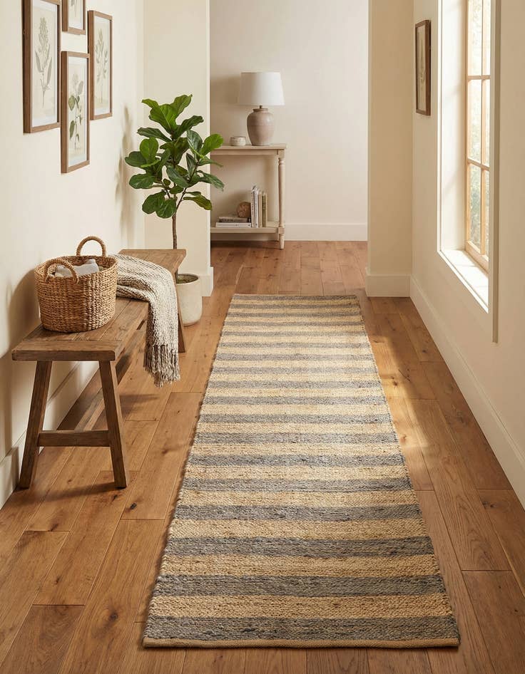 Detail image of 2' 7 x 12'  Hand Braided Jute Runner Rug