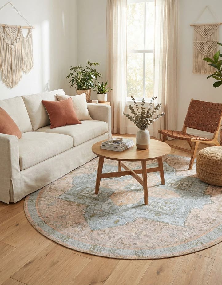 7' 6 x 7' 6 Washable Timeless Round Rug