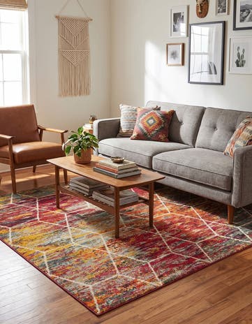 6' x 6' Lattice Frieze Square Rug