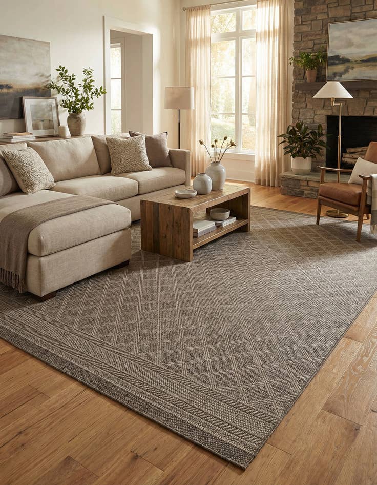 Detail image of  9' x 12'  Washable Lattice Indoor / Outdoor Rug
