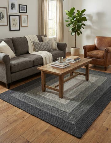 Gray Handmade Hand Braided Wool Rug