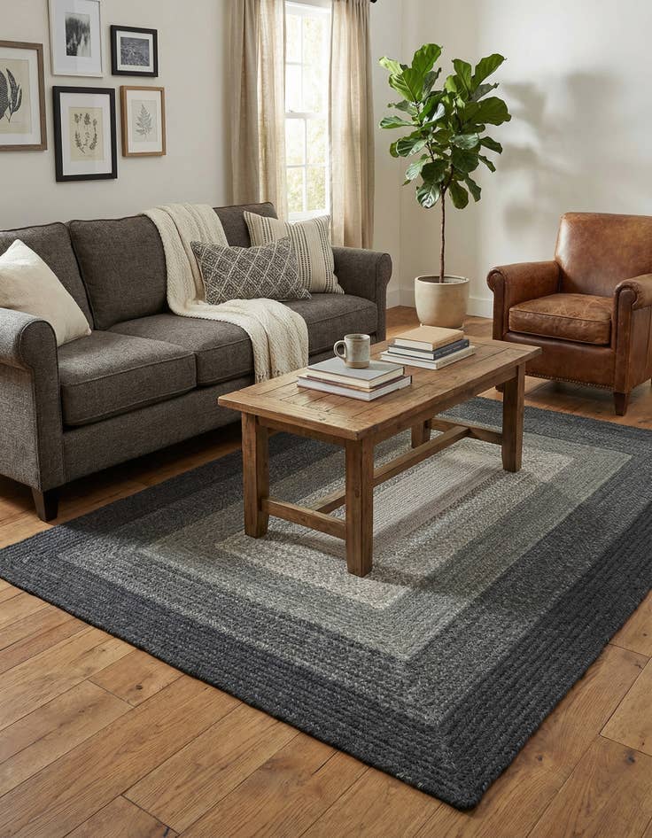 Detail image of  4' 1 x 6' 1  Hand Hand Braided Wool Rug