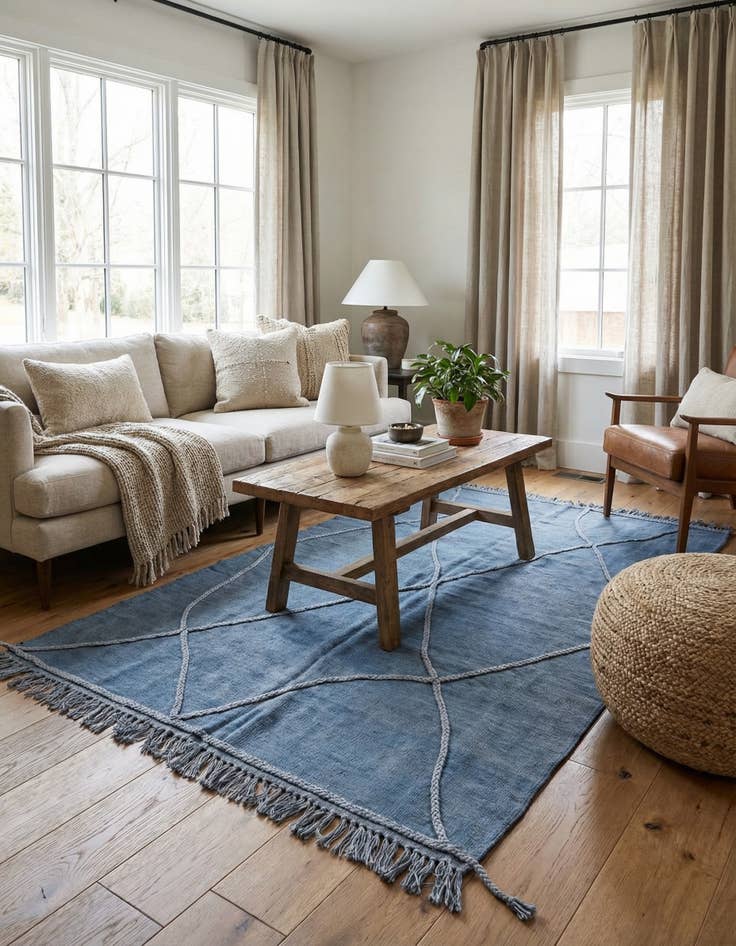 Detail image of 4' 7 x 6' 10  Hand Knotted Moroccan Wool Rug