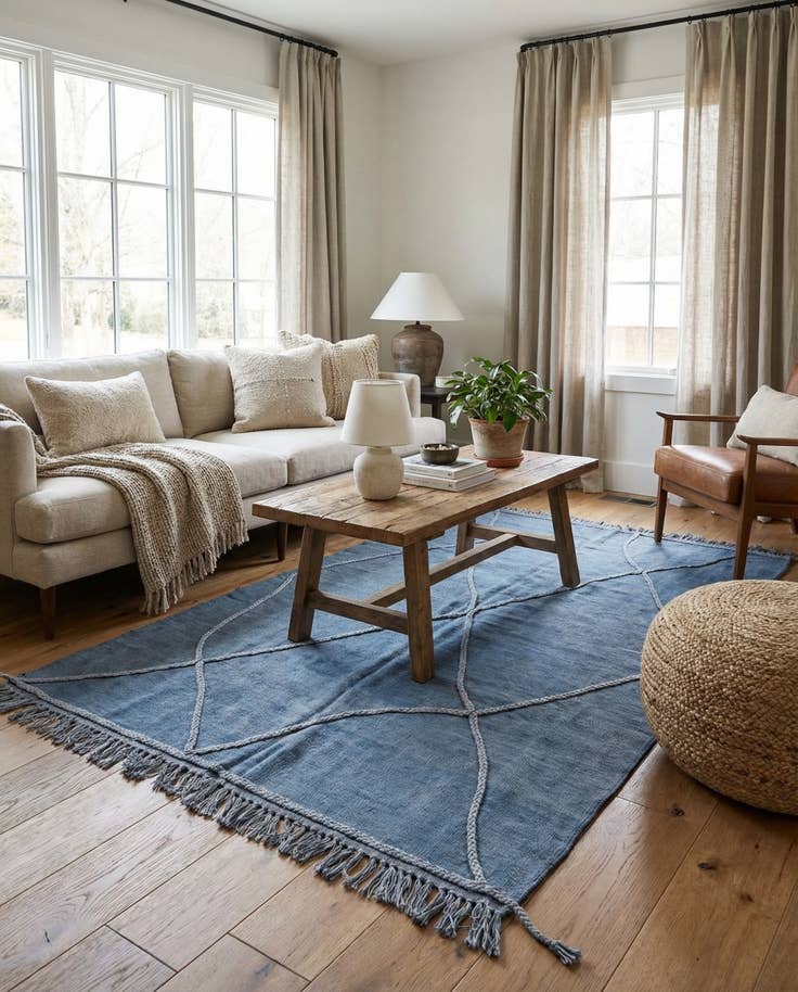 Detail image of 4' 7 x 6' 10 Hand Knotted Moroccan Wool Rug