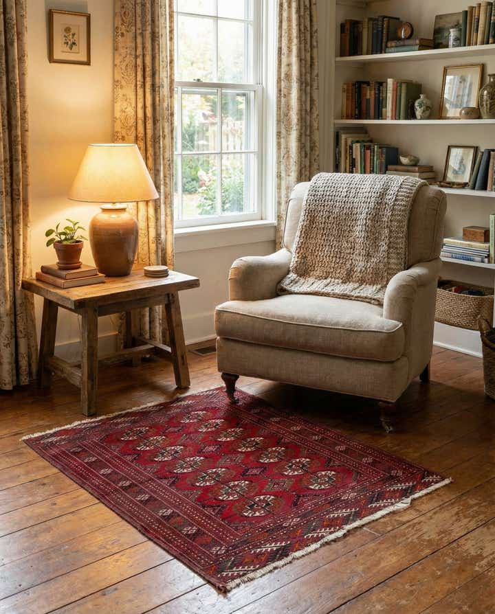 2' 8 x 3' 7 Hand Knotted Bokhara Oriental Wool Rug