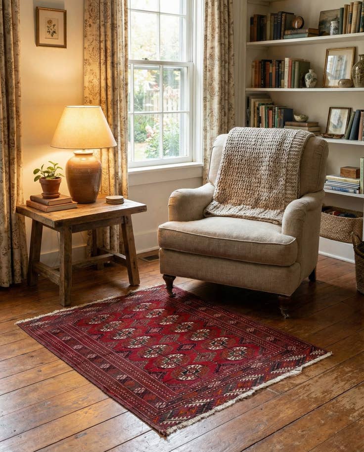Detail image of 2' 8 x 3' 7 Hand Knotted Bokhara Oriental Wool Rug