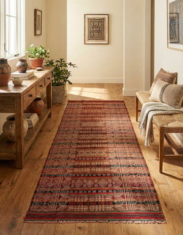 3' 9 x 10' 3 Hand Woven Kilim Fars Wool Runner Rug