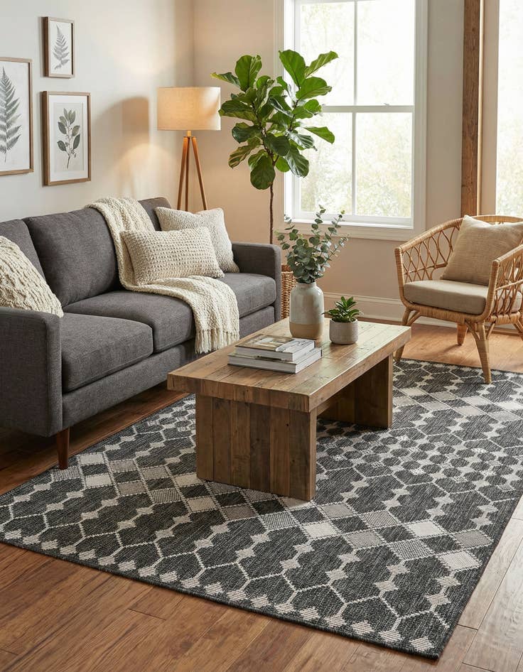 Detail image of 5' 3 x 8' Easy-Clean Trellis Indoor / Outdoor Rug