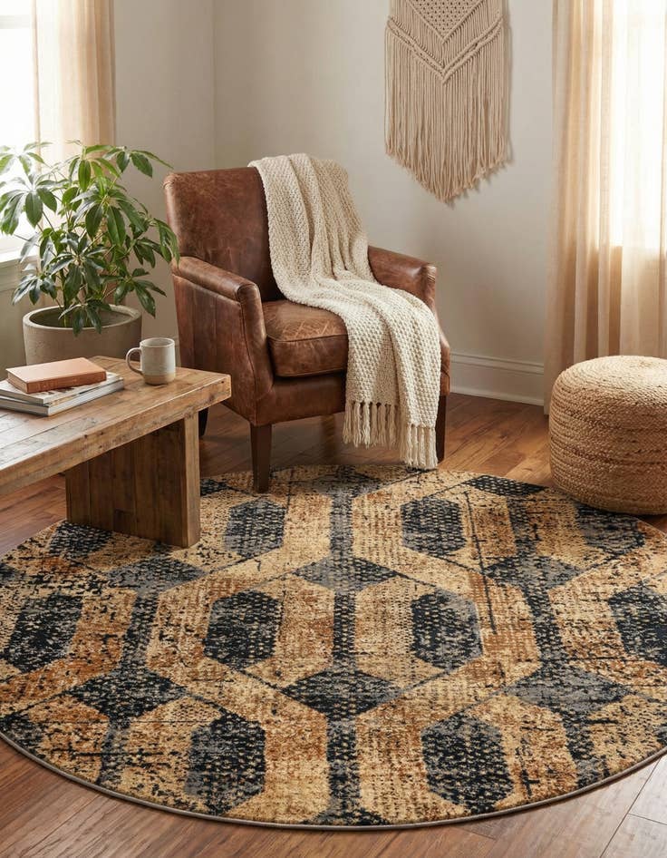 Detail image of 5' 3 x 5' 3 Saturn Round Rug