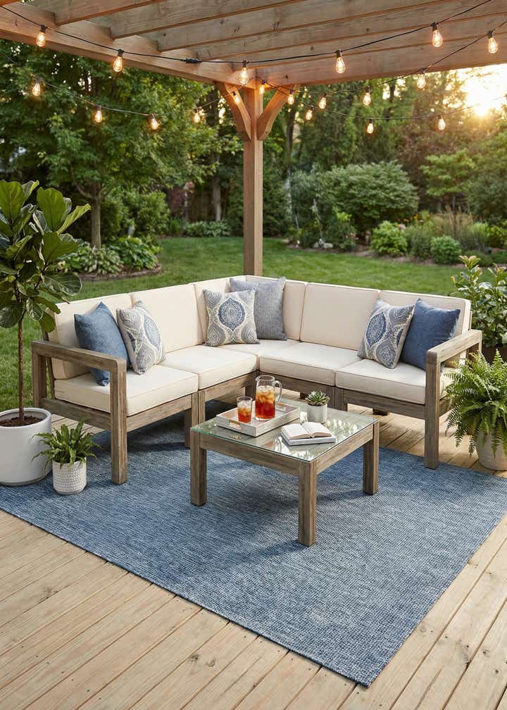 6' x 9' Easy-Clean Solid Indoor / Outdoor Rug