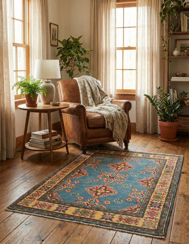 Detail image of 3' x 3' 10  Hand Knotted Kazak Rug