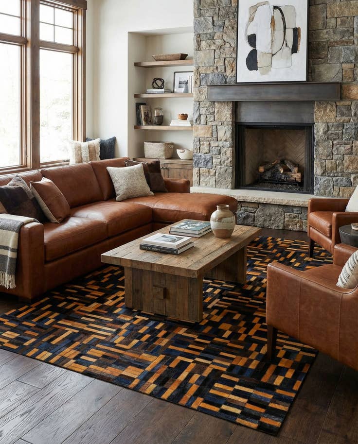 Detail image of 4' 11 x 7' 11 Cowhide - Patchwork Rug